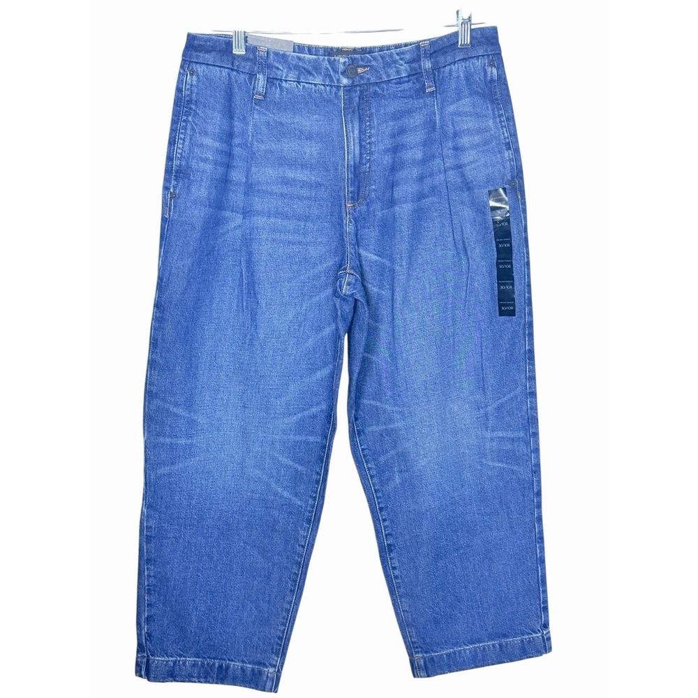 Banana Republic Luxe Mid-Rise Straight Jeans Women 30/10 Blue Wash Pleat Casual‎